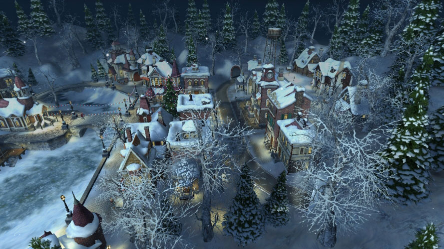 christmas, xmas, new year, village, night, snow