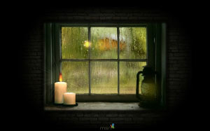 windowpane, raindrops, rain, room, cozy, window, glass, candles, lantern, fairy
