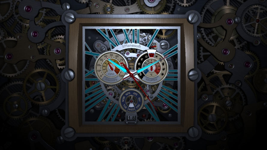 skeleton clock, clock, system information, weather, data, date, time