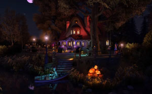 halloween, cottage, holidays, night, pumpkins, house, spooky, autumn, fall