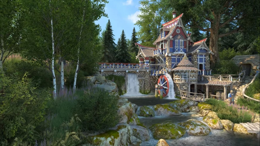 summer, watermill, water, nature, river, trees