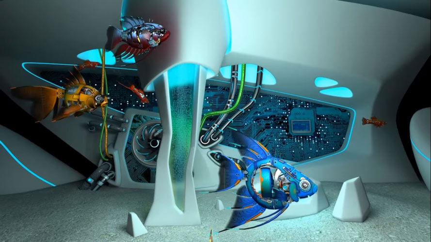 sci-fi, aquarium, water, swimming