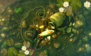 koi fish, fish, pond, water, treasure, jewels