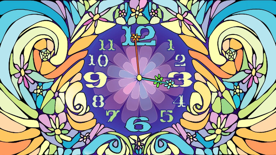 clock, analog clock, flowers, time, mechanic clock