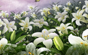 butterflies, butterfly, field, flowers, grass, nature, landsscape, animation, mountains
