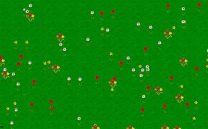 cartoon, spring, flowers, wildflowers, grass, field