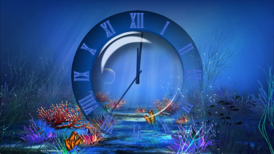 clock, time, mechanical clock, analog clock, underwater, fish, sea, ocean, water, corals