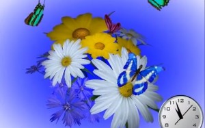 цветы, букет, времена года, время года, лето, трёхмерный, природа, бабочки, бабочка, часы, время