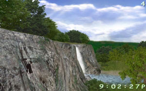 waterfall, nature, current, river, trees, summer