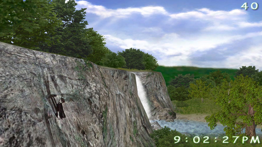 waterfall, nature, current, river, trees, summer