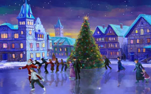 christmas, xmas, new year, christmas tree, winter, artistic, new year, holiday, ice rink