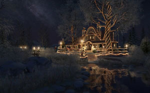 christmas, xmas, new year, holidays, cottage, house, decorations, cottage, garlands