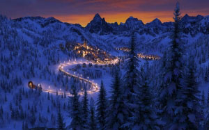 winter, landscape, nature, alps, village, valley, mountain, holiday, xmas, christmas, new year, holiday