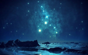 blue, sky, night, romantic, almost night, evening, water, romance, lake, landscape, star, sky room, cosmic space, star tent, cosmos, space, planet, science fiction, mountains
