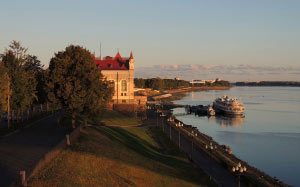 architecture, beach, volga, city, landscape, nature, sunrise, river, morning, bank