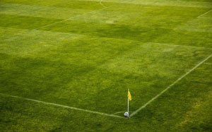 ball, stadion, horn, corner, korner, flag, football, pitch, grass, game, sport