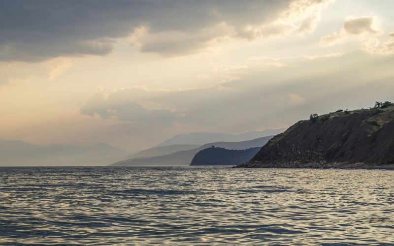 sea, shore, rocks, sky, clouds