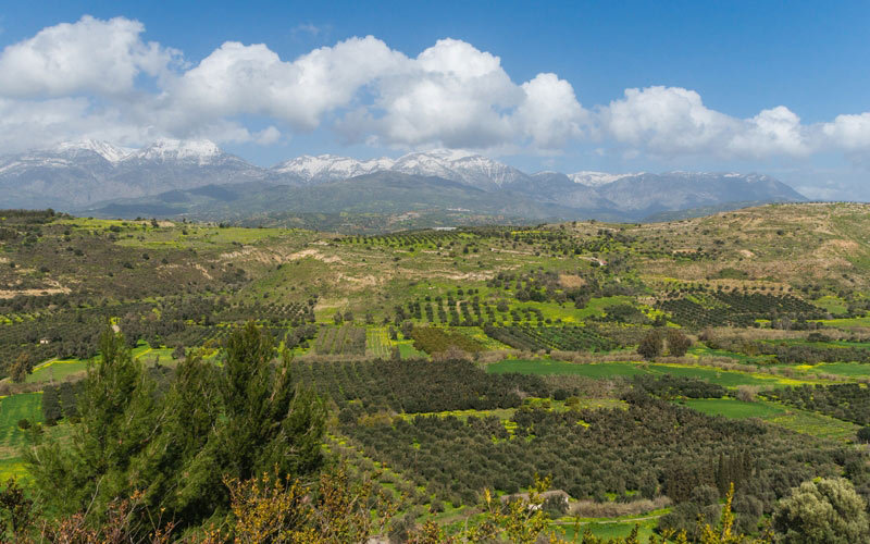 mount Ida chain, Messara plain, Phaistos, Crete, Greece, landscape, nature, mountains