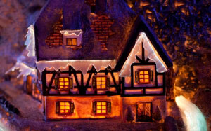 christmas, colorful, dark, decoration, evening, exterior, festive, holiday, home, house, illuminated, light, lights, night, season, seasonal, snow, winter, xmas