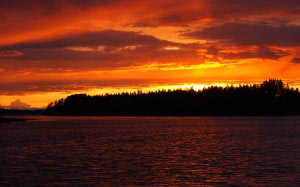 sunset, midsummer, lake, beach, summer, water, landscape, nature