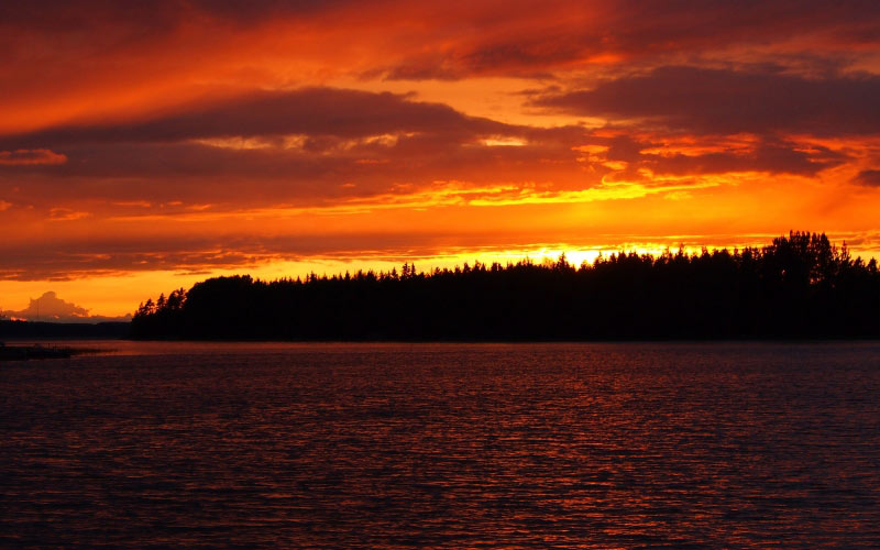 sunset, midsummer, lake, beach, summer, water, landscape, nature