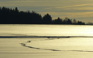 winter, snow, traces, sky, clouds, sun