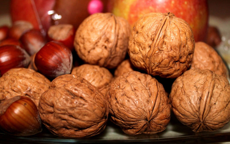 hazelnuts, walnuts, food, new year, christmas, holidays, xmas