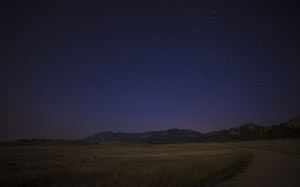 landscape, mountains, sky, night, nature, field, meadow, road
