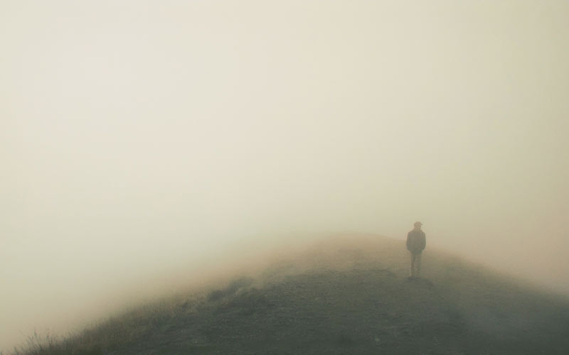 fog, nature, landscape, man