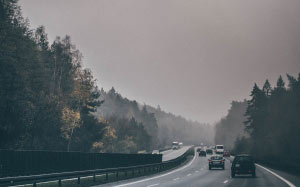 cars, road, traffic, autumn
