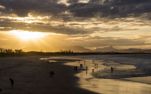 sea, dawn, sunset, beach, clouds, cloudy, ocean, summer, dust, sunrise, twilight, evening