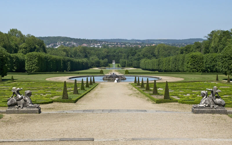 castle, champs sur marne, schlossgarten, fountain, garden, noble residence, france