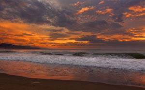 spain, sea, nature, sky, sunset, beach, sand, water, clouds, ocean, waves, seascape, seashore
