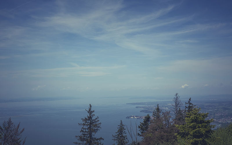 sea, landscape, nature, sky, water, clouds, ocean, trees, view