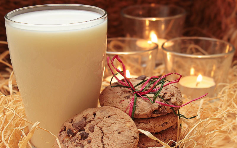 milk, glass, cookies, candles, drink, christmas, xmas, advent