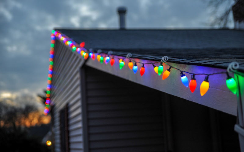christmas, garlands, xmas, evening, house, christmas decoration
