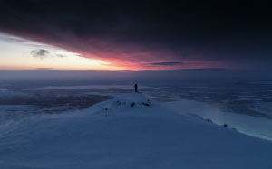 cold, mountain, nature, sky, snow, winter, man, stunning, night, evening