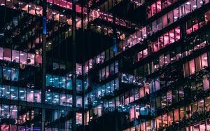 windows, city, building, offices, night, skyscraper, evening, architecture, lights