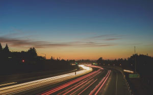 lights, night, road, street, sunset, landscape