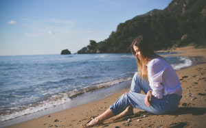 beach, girl, leisure, ocean, relaxation, sand, sea, seashore, water, woman, female