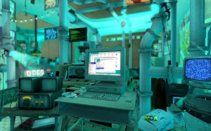 cyberpunk, sci-fi, computers, computer graphics, 3d graphics, technology