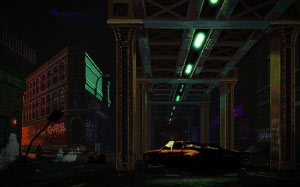 pixel art, pixel graphics, city, slums, street, night