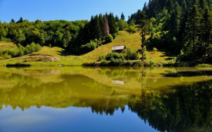 lake, hills, mountain, landscape, nature, water, travel, blue, view, forest, green, reflection, natural, summer, tranquil