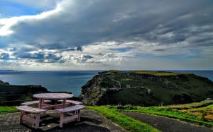 coast, cornwall, sky, horizon, seascape, sunny, picnic, clouds, nature, landscape