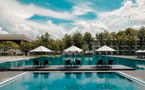 blue, exotic, hotel, leisure, luxury, poolside, resort, summer, swimming pool, travel, tropical, vacation, water