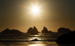 stunning, sundown, sunset, landscape, landscape, nature, oregon, pacific ocean, sun, sea, beach