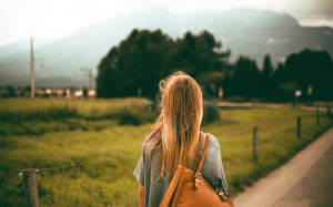 back view, blonde hair, blur, field, freedom, girl, grass, hayfield, landscape, nature, outdoors, people, person, summer, sun, sunset, walking, woman