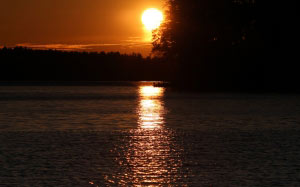 nature, landscape, sunset, lake, river, water, trees, sun, sky, summer, forest, woods