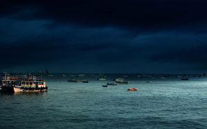 bay, boats, dark clouds, harbor, harbour, maritime, ocean, sailboats, sea, seascape, seashore, seaside, ships, sky, watercrafts, yachts