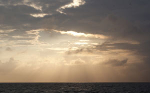 sun, clouds, sea, water, beam, summer, ocean, sky, rays, seascape, nature, landscape
